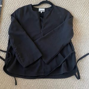 Ganni Crepe Tie Front Blouse